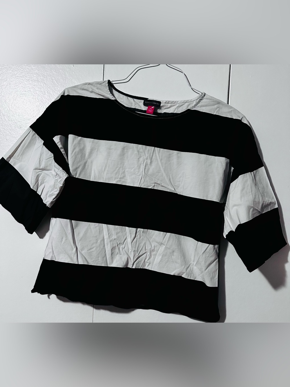 Vince Camuto Black and White Striped Knit Top